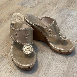 Jack Rogers metallic gold wedges